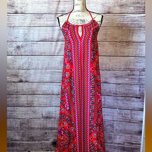 Flying Tomato Aztec Tribal Halter Maxi Dress XS - Picture 1 of 9